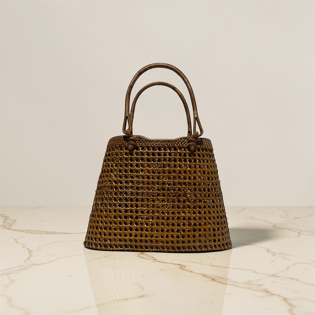 Woven rattan handbag